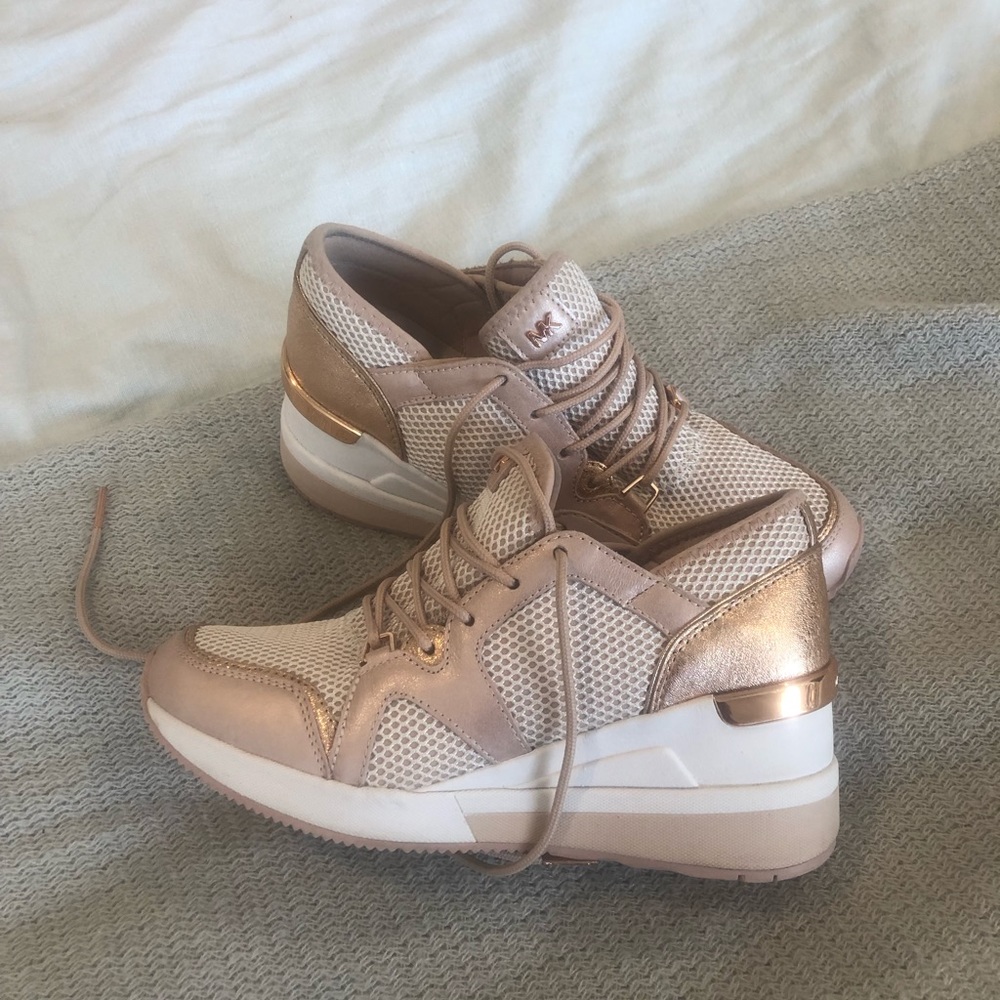 michael kors rose gold platform sneakers